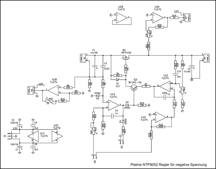 Platine NTP9052 Regler fr negative Spannung